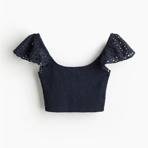 H&M Navy Eyelet Crop Top